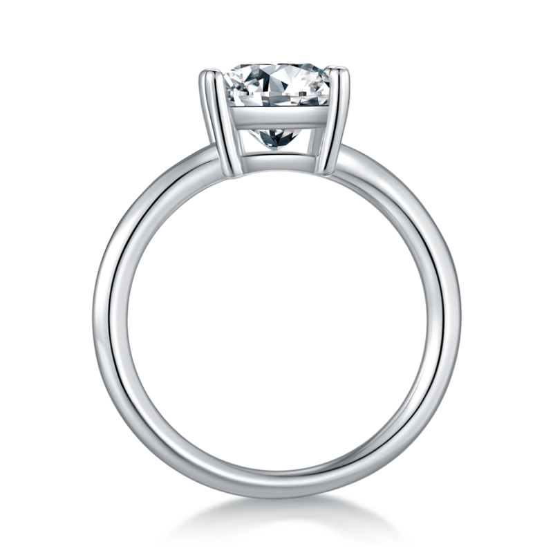 Classic正方形S925银镀白金MoissaniteWomen's Ring2.0ctD级